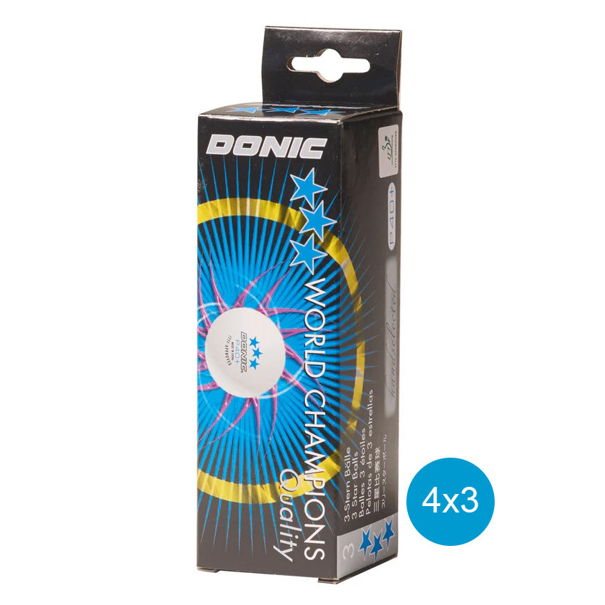 Donic Coach P40+ 3 ster tafeltennisbal wedstrijd - wit 12 (4x3) stuks