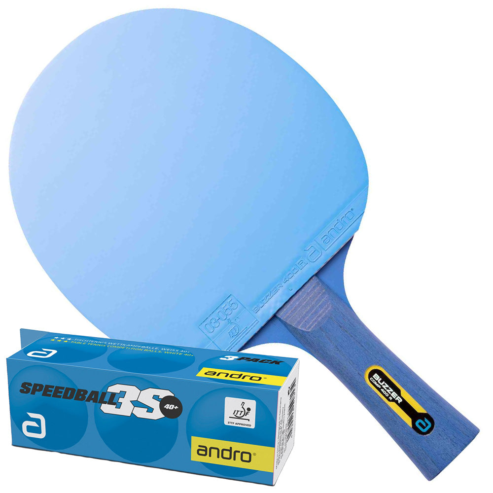 Andro Buzzer 400 R Table tennis bat with balls black/blue