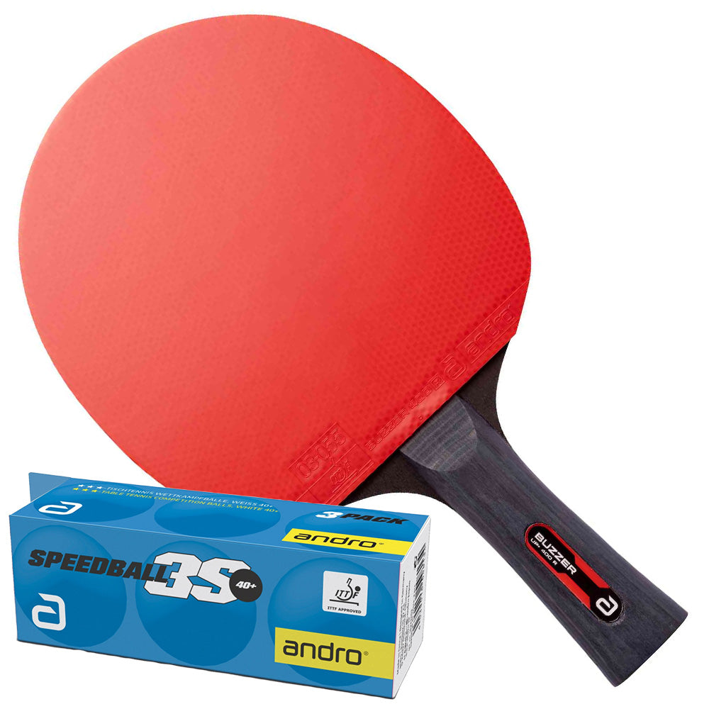 Andro Buzzer Up 400 R Table tennis bat with balls black/red