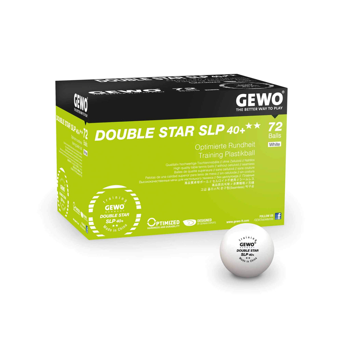 Gewo Double Star SLP 2 ster tafeltennisbal training - wit 72 stuks