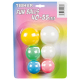 Tibhar Fun Balls 40-55mm tafeltennisbal recreatief - kleurrijk 6 stuks