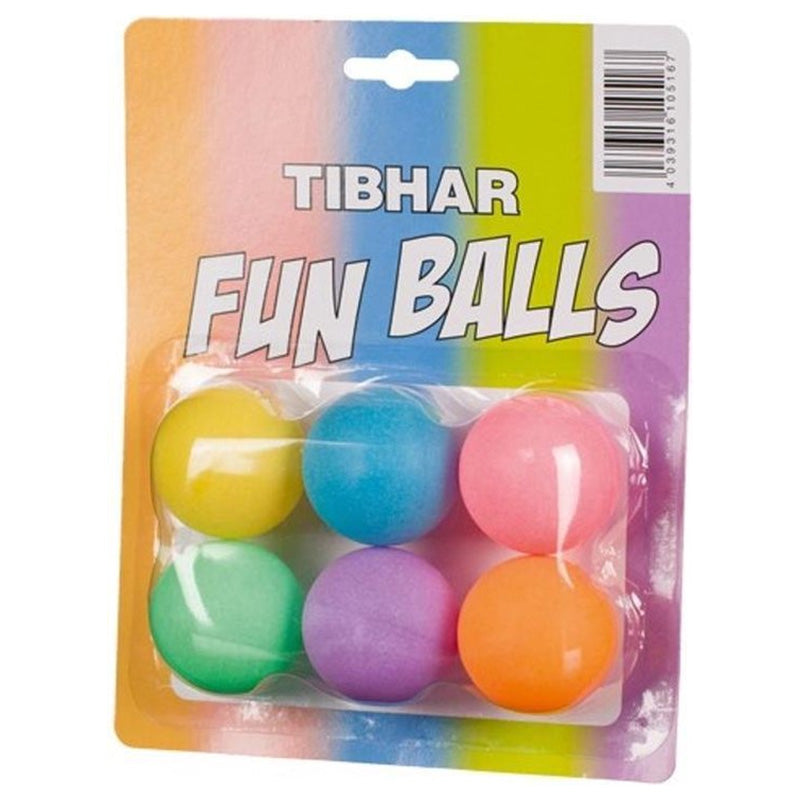 Tibhar Fun Balls tafeltennisbal recreatief - kleurrijk 6 stuks