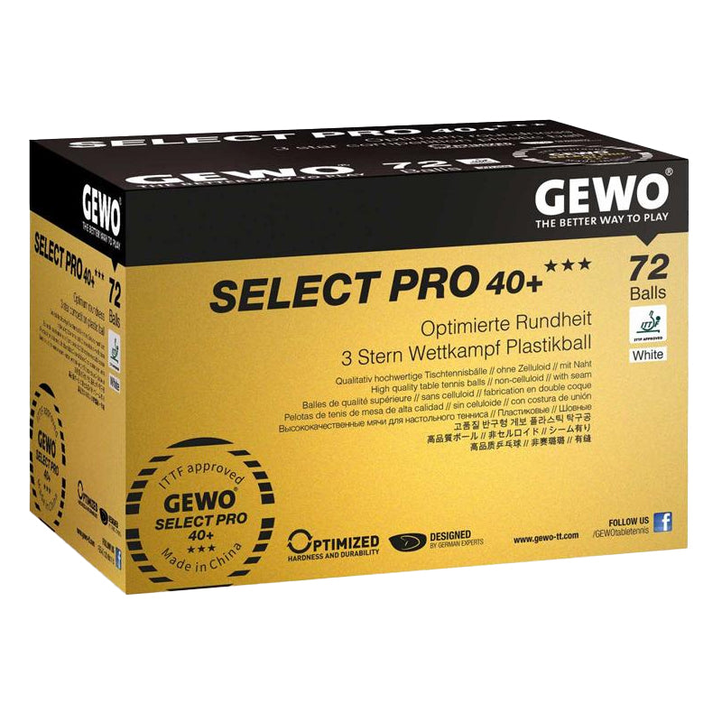 Gewo Select Pro 3 ster tafeltennisbal wedstrijd - wit 72 stuks