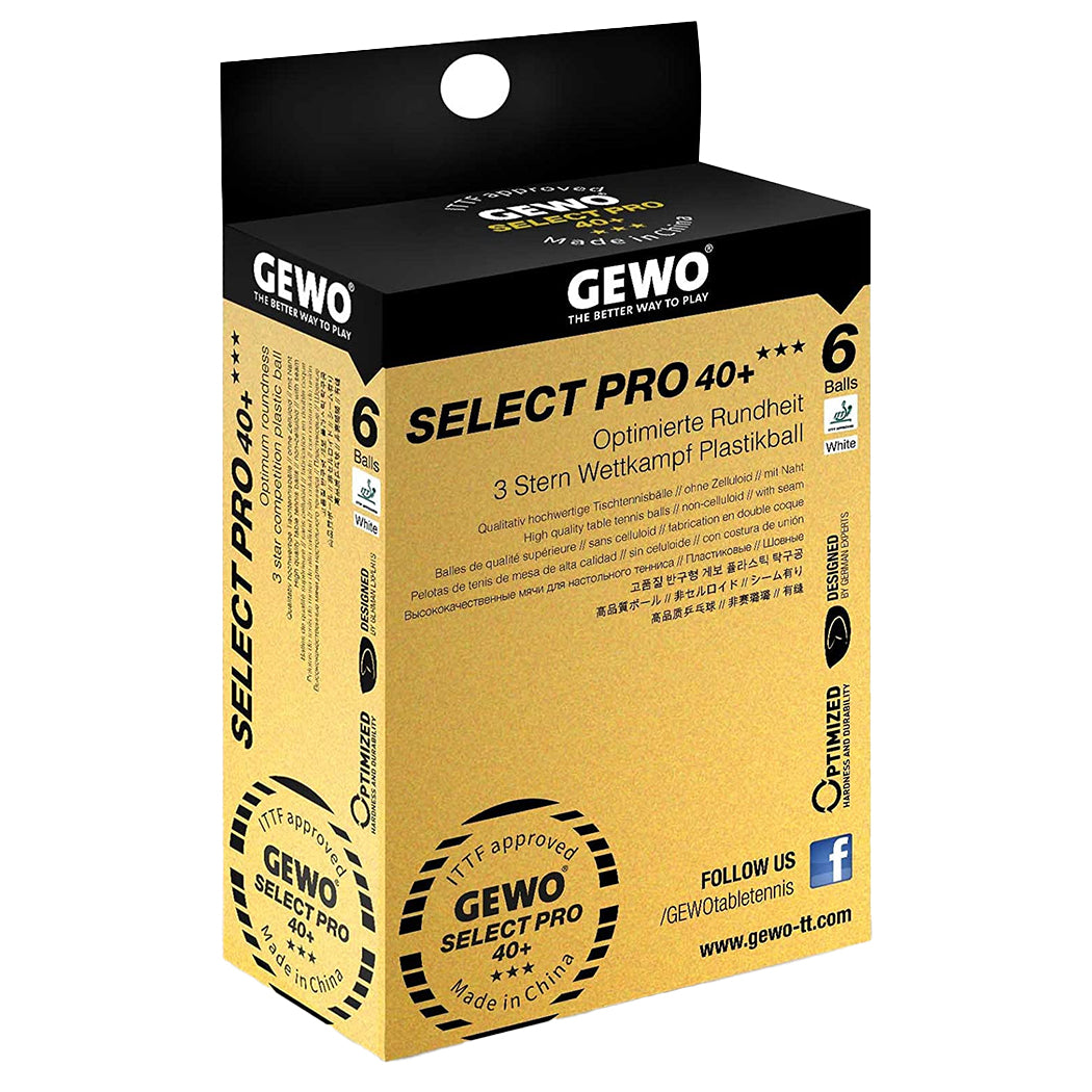 Gewo Select Pro 3 ster tafeltennisbal wedstrijd - wit 6 stuks