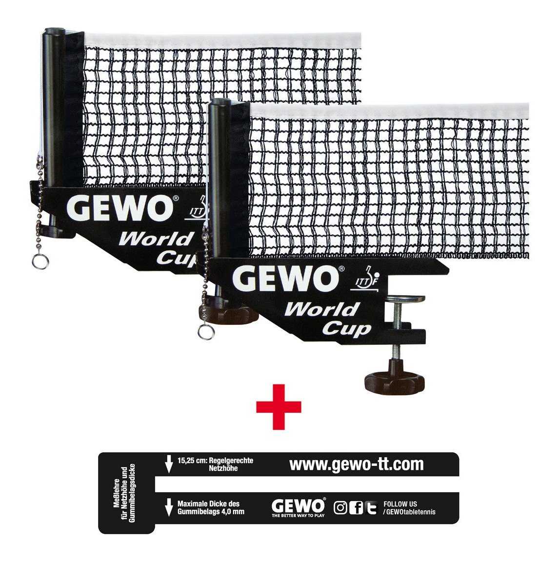 Gewo Set 2 x Net &amp; Post World Cup black + 1 gauging tool